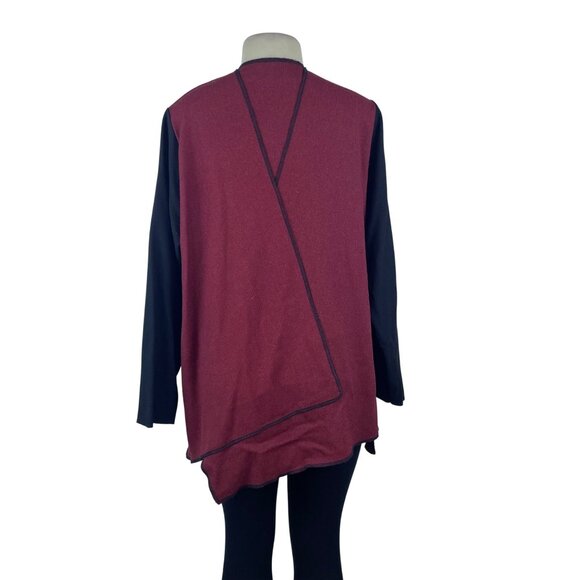 Ahni Womens Red & Black Wool Blend Wrap Jacket With Botanical Print Size 2 - Picture 3 of 7